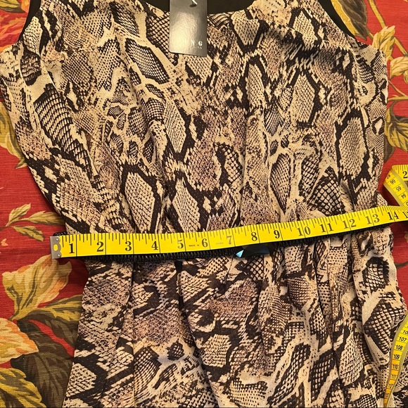 NWT - MNG - Reptile pattern "Sheer" Lined Sleeveless Dress for Day to Evening - Picture 12 of 14